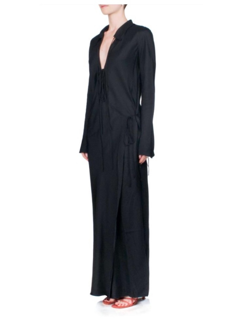 Bec + Bridge Emery Long Sleeve Tie Black Maxi Dress New Size 6 - Picture 13 of 14